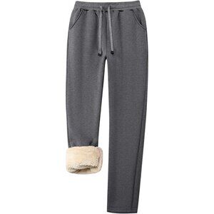 Womens Sherpa Fleece Sweatpants Active Joggers Lounge Cold-Proof Size M